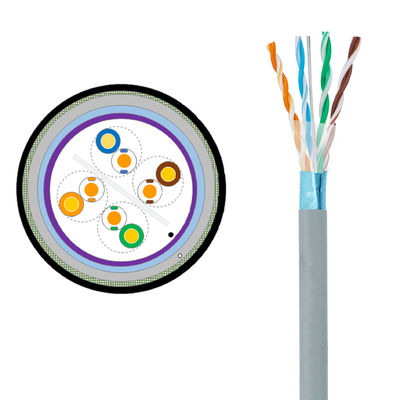 좋은 가격 도체 0.51mm FUTP 4쌍 이중 재킷 Cat5e Lan 이더넷 케이블 24AWG 온라인으로